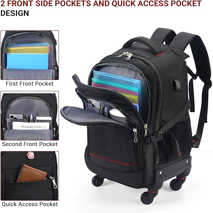 StarCloud 4-Wheel Checked Rolling Backpack 55L: Extra-Large Roller Travel - Image 5