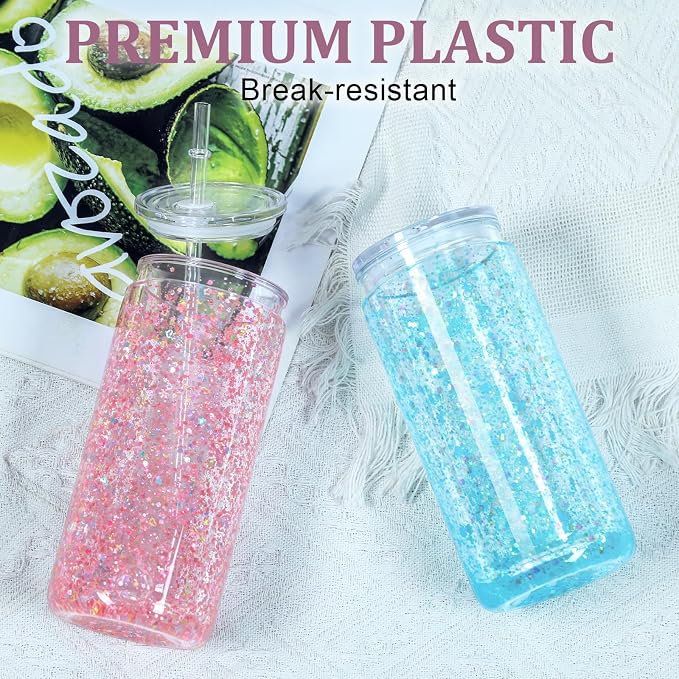 Maucircol 15 Pack Acrylic Snow Globe Tumbler, 20 Oz Pre Drilled Double Wall Snow Globe Supplies Kit, Plastic Snowglobe Tumbler DIY Kit Including Cups and DIY Tools - Image 6