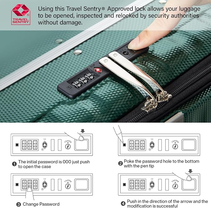 Hanke 24 Inch Checked Luggage Front Opening Rolling Suitcase Hard Sided Luggage - Image 7