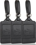 Teskyer Luggage Tags, 3 Pack Premium PU Leather Luggage Tags by TESKYER