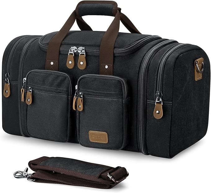 Gonex Canvas Duffle Bag for Travel, Expandable Water Resistant 50L Carry on by Gonex