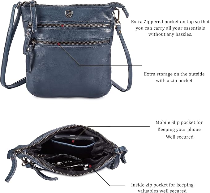 Crossbody Sling Bag for Women Small Real Leather Purse Vintage Travel Crossover - Image 2