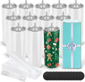 D·S 12 Pack Sublimation Tumblers 20 oz Bulk Skinny Straight Flat Bottom Blank Tumbler Cups with Individual Gift Boxed for Heat Transfer DIY Craft by D%C2%B7STUMBLER
