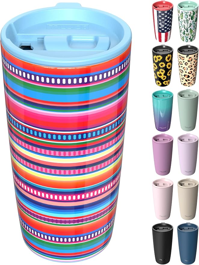 TILUCK 20 oz Insulated Tumbler with BPA-Free Lid, Stainless Steel Vacuum Travel Coffee Mug, Double Wall Coffee Tumbler（20oz，RainbowStripes） by TILUCKBringsGoodLuck