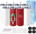 Hiipoo 8 Pack Sublimation Tumblers Blank 20 oz Straight Skinny with Sublimation Papers, Lids and Straws, Shrink Wrap Films, Stainless Steel Double Wall Insulated Tumbler for Mug Press Machine by Hiipoo
