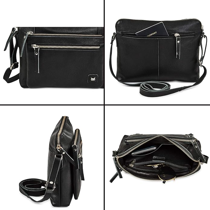 Wise Owl Accessories Small Soft Pebbled Real Leather Crossbody Handbags Purses - Image 6