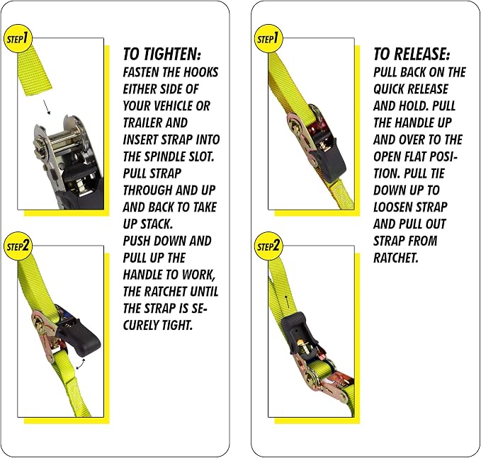 Cartman Ratchet Tie Down, 8Pk 15Ft, 500Lbs Load Cap/ 1500Lbs Break Strength - Image 5