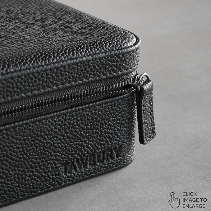 TAWBURY 3 Watch Case for Men – Luxury Leather Watch Travel Case for Men | Black - Image 8
