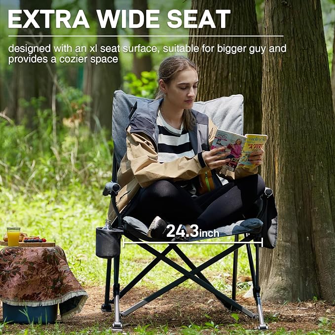EVER ADVANCED Padded Oversized Folding Camping Chair - Image 4