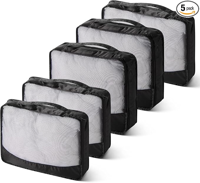 5 Pcs Packing Cubes for Suitcase Large Travel Cubes Carry on Luggage Organizer by Bulyoou