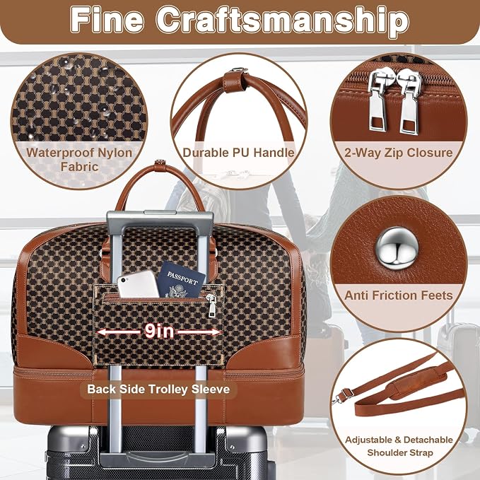 Weekender Bag for Women, Travel Duffel Bag Carry On Overnight Bag - Image 4
