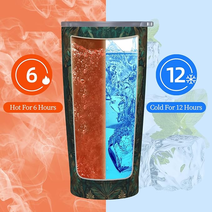Moth Tumbler with Lid and Straw 20oz Vacuum Insulated Coffee Cup Stainless Steel Tumblers Leakproof Travel Mug Present for Women Men - Image 6