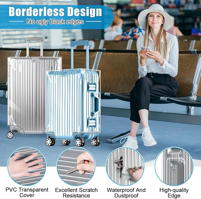 Yotako Clear PVC Suitcase Cover Tough Protector, 26 Inch Luggage Covers - Image 4