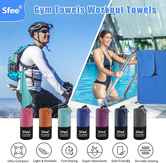 Sfee 2 Pack Microfiber Travel Towel, Quick Dry Camping Towel Super Absorbent - Image 5