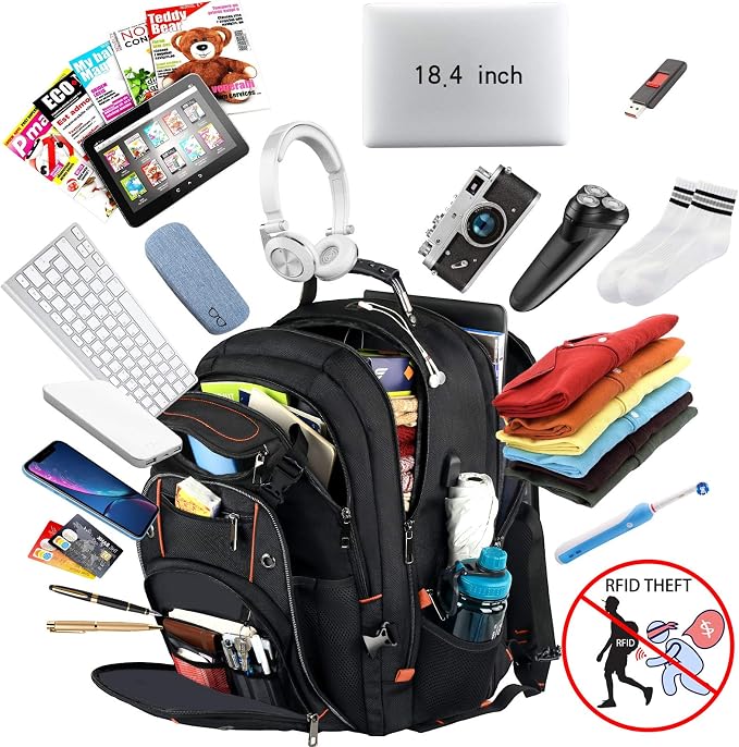 VECKUSON 18.4 Laptop Backpack for Men, 55L Extra Large Gaming Laptops Backpack - Image 2
