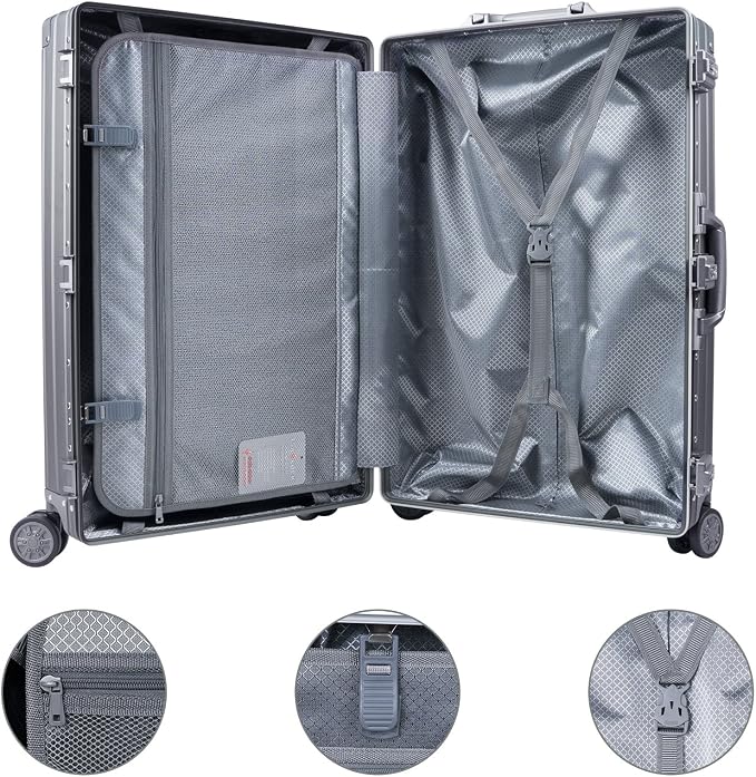 TRAVELKING All Aluminum Carry On Luggage Zipperless Hard Shell Luggage Case - Image 4