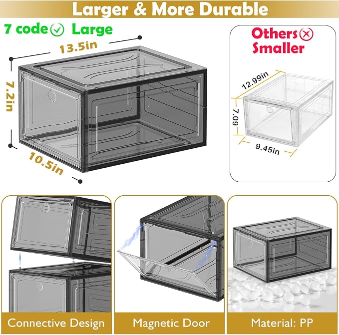 7 code Large Clear Shoe Boxes Organizer【Thicker Material】 Stronger Shoe Box - Image 3