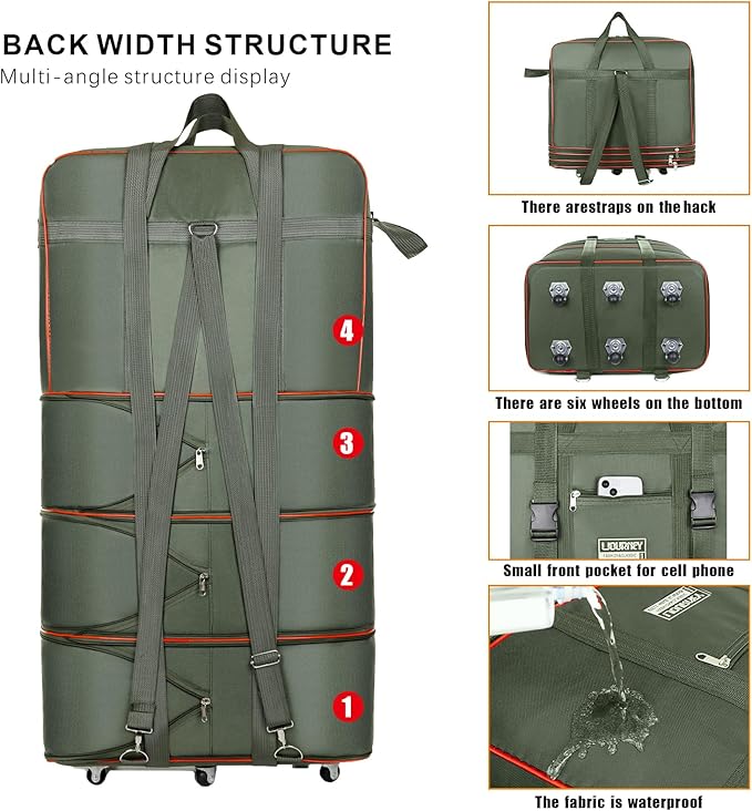 Expandable Large Capacity Travel Bag Oxford Cloth Duffel Bag - Image 6