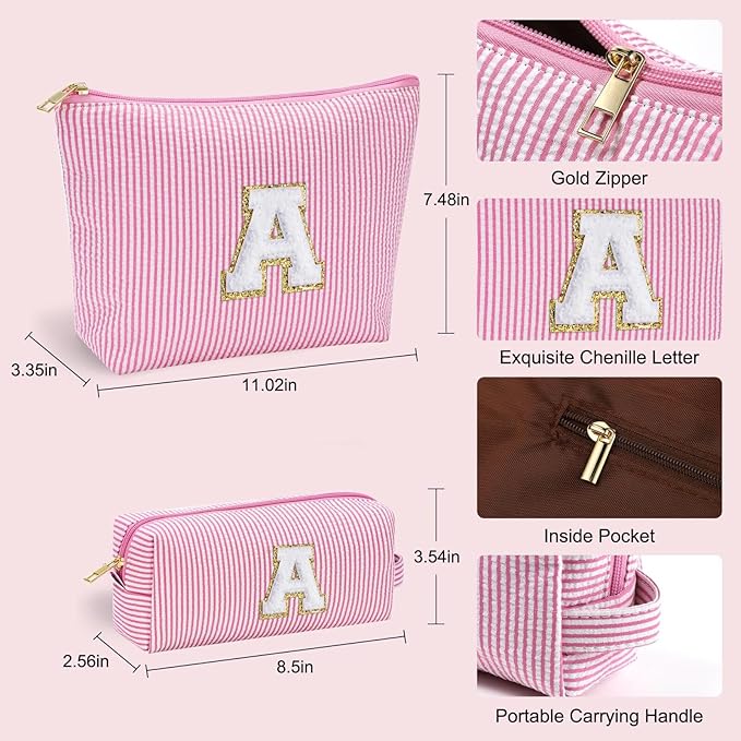 YOOLIFE Makeup Bag for Women, Personalized Initial Cute Makeup Pouch for - Image 4