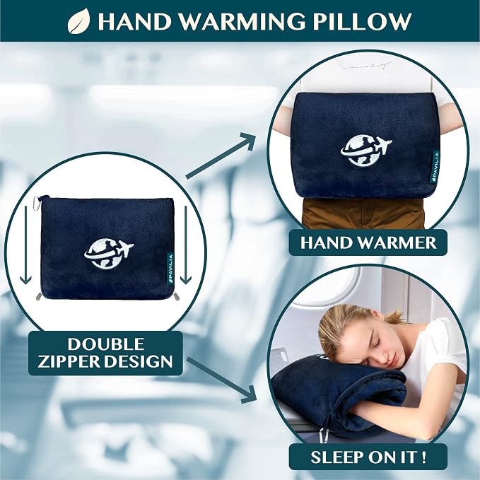 PAVILIA Travel Blanket and Pillow, Arms Opening Airplane Blankets - Image 5