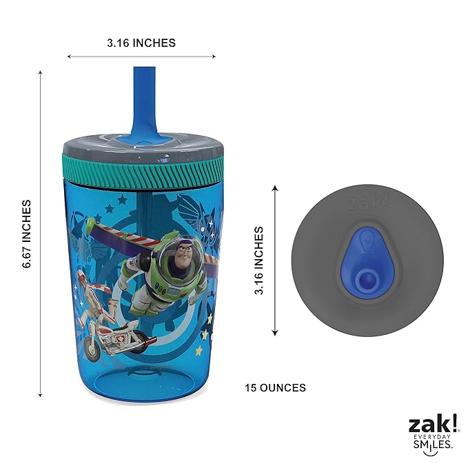 Zak Designs Kelso 15 oz Tumbler Set (Toy Story 4 - Woody & Buzz 2pc Set) Toddlers Cup Leak-Proof Screw-On Lid with Straw Made of Durable Plastic and Silicone, Perfect Bundle for Kids - Image 10