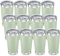 20 oz Tumbler with Lid Stainless Steel Insulated Tumblers Bulk Double Wall Vacuum Cups Powder Coated Travel Mug Keep Drinks Cold and Hot, Sagebrush Green, 12 Pack by Orebigo