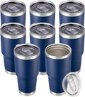 30 oz Tumbler with Lid Stainless Steel Tumblers Bulk Vacuum Insulated Cup Reusable Powder Coated Travel Mug Double Wall Leak Proof Cups Keep Cold Drinks for 12 Hours Navy, Set of 8 by CoolYoleb