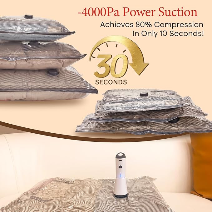 Vacuum Bags for Travel with Rechargeable air Pump, 15 Pack Carry-on Size - Image 4