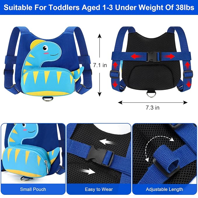 Accmor Toddler Harness with Leash, Cute Dinosaur Kids Harness + Anti Lost Wrist - Image 2