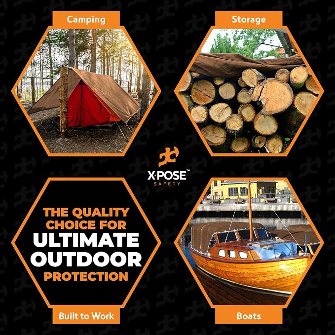 Multipurpose Protective Cover Brown Poly Tarp 20' x 20' - Image 7