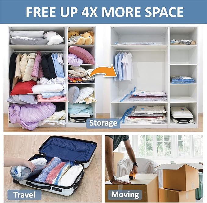 12 Pack Vacuum Storage Bags, Space Saver Vacuum Storage Bags, Vacuum Seal Bags - Image 3