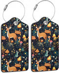 2 Pack Mushrooms Luggage Tag for Suitcases Deer Forest Animal PU Leather Bag by SKYDAWNY