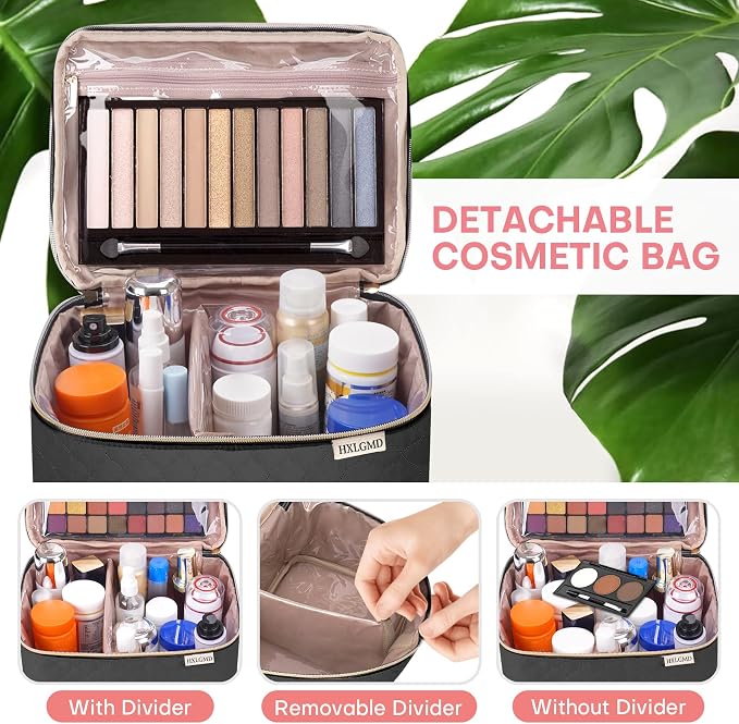 Double Layer Travel Makeup Bag Women, Cosmetic Organizer Case, Travel - Image 6