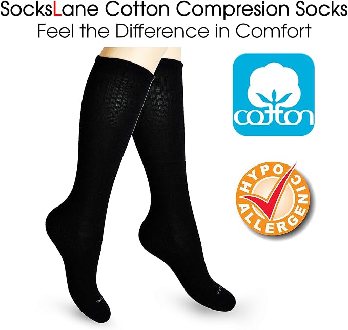 Cotton Compression Socks for Women & Men. 15-20 mmHg Support Knee-High Color - Image 7
