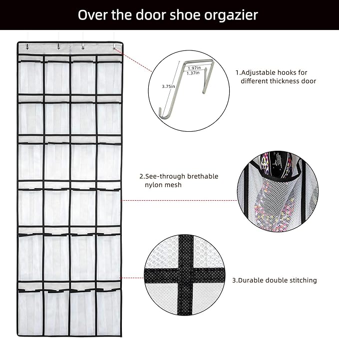 Over The Door Shoe Organizer, Hanging Shoe Organizer - Image 3