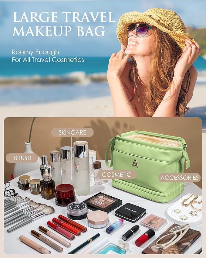 Cool Gifts for College Girl, Initial Large Makeup Bag, Bride To Be Gifts - Image 3
