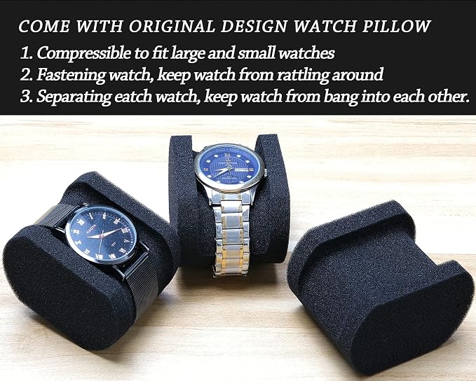 5 slots Hard men's watch travel case, Portable zipper storage organizer box - Image 3
