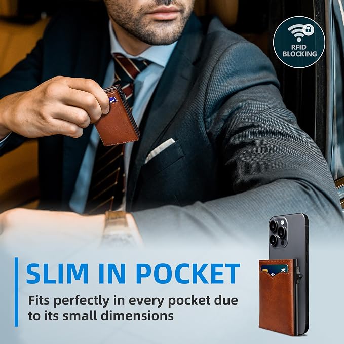 Wallet for Men, with Cash Pocket 2 ID Window 9-13 Cards, Metal Case Smart Slim - Image 6