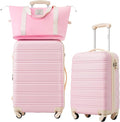 Merax Luggage sets of 2 Piece 20 24 IN Carry on Luggage Hard Case White Pink by Merax
