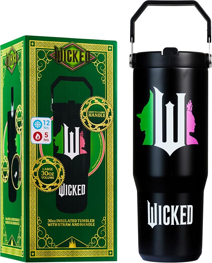 Get Trend Wicked Tumbler with Straw 30oz Girls Teens Insulated Cup with Lid Handle Travel Mug Cups with Lids for School Sports Gifts for Girls (Black Wicked) by GetTrend