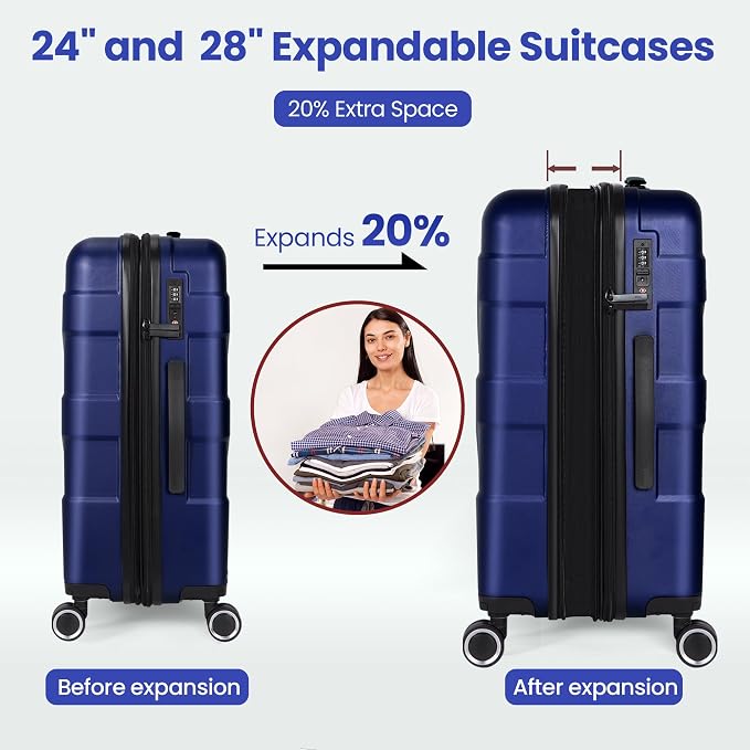 Luggage Sets 3 Piece with Spinner Wheel, Hardside Suitcase Set with TSA Lock - Image 4