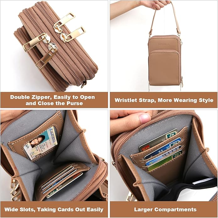 Crossbody Cellphone Purse Women Touch Screen Bag RFID Blocking Wallet Handbag - Image 3