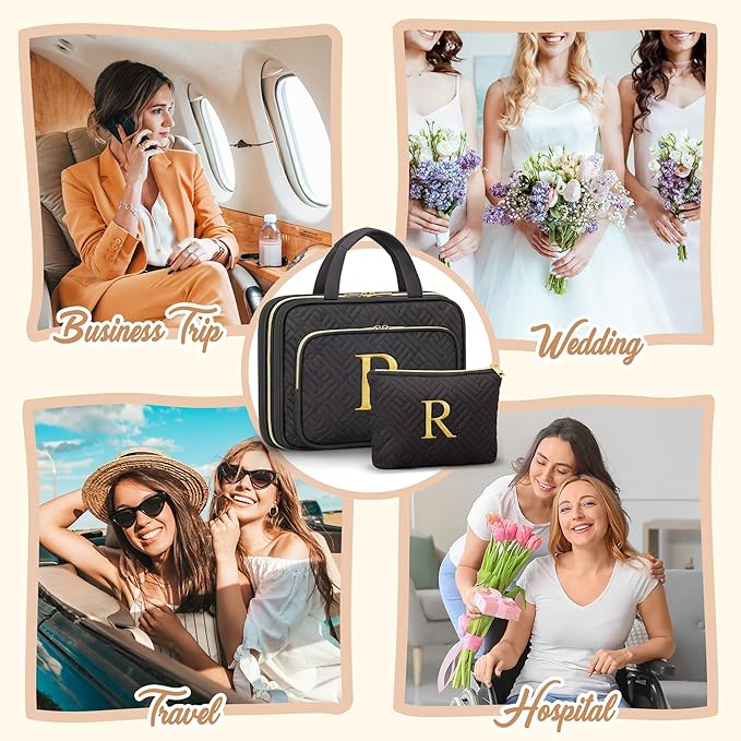 Personalized Gifts for Women, Initial Toiletry Bag Hanging Travel Organizer & - Image 8