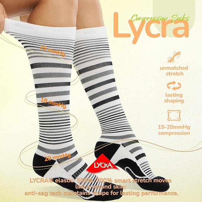Merino Wool Compression Socks for Women Men, 15-20 mmHg Knee High Socks for - Image 5