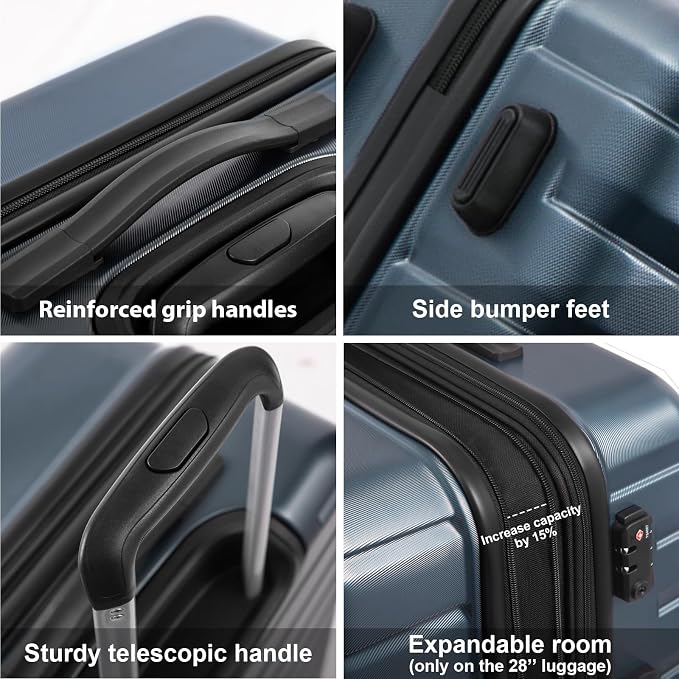 COOLIFE Expandable Suitcase PC ABS TSA Luggage Lock Spinner Carry on - Image 4