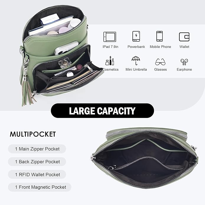 Crossbody Purse for Women, Lightweight Medium Crossbody Bag Soft Leather - Image 5