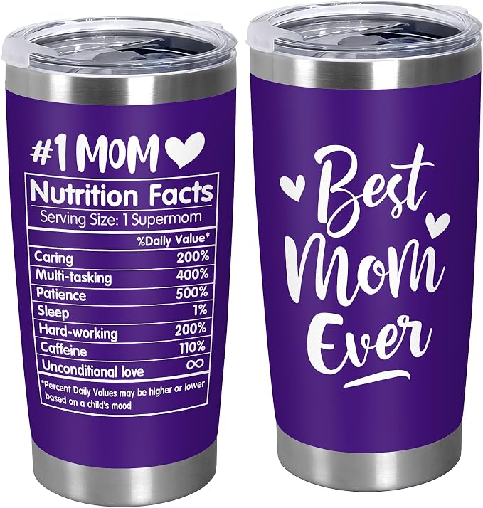 TEEZWONDER Birthday Gifts for Mom from Daughter Son - Best Mom Ever Stainless Steel Insulated Coffee Tumbler with Lid 20 oz - Mothers Day Birthday Gifts for Moms Mama Mother in Law Stepmom by Teezwonder