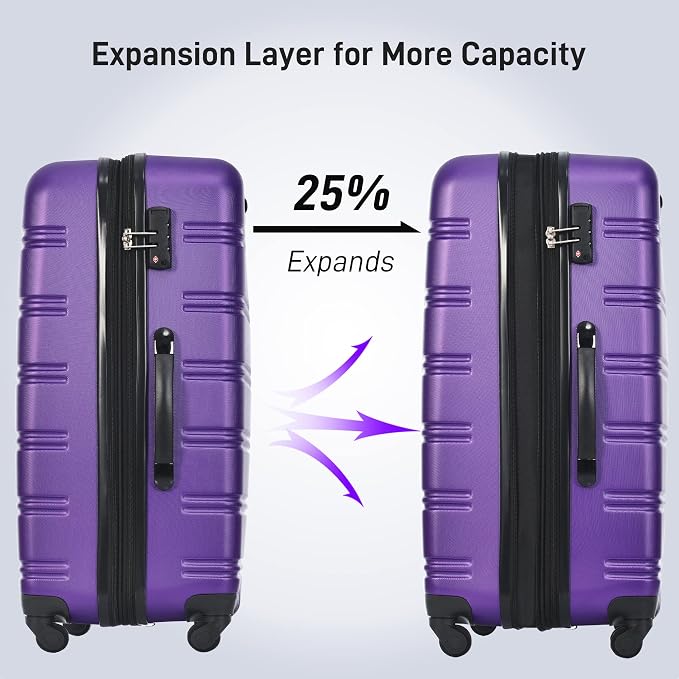 Merax Luggage Sets of 3 Piece Carry on Suitcase Airline Approved, 20/24/28 IN - Image 2