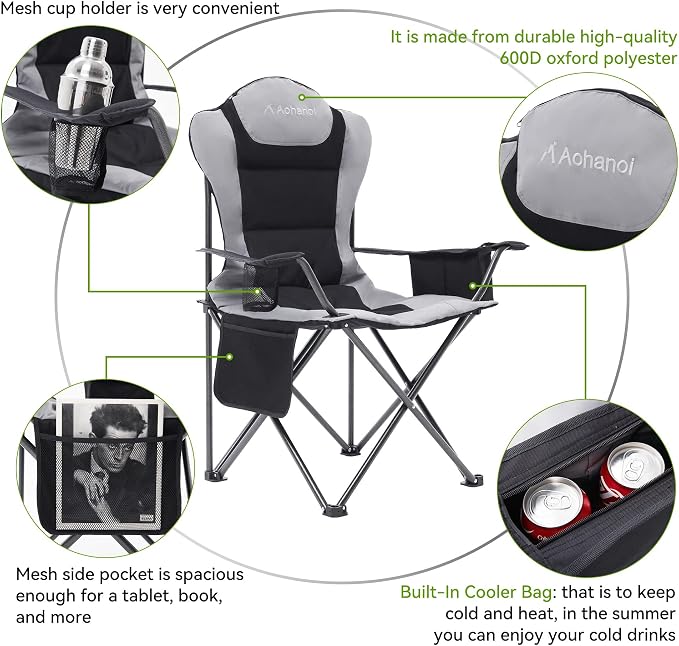 Camping Chairs for Heavy People, Folding Chairs for Outside Outdoor Folding - Image 4