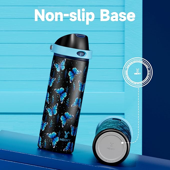 24 oz Insulated Water Bottle for Women: Meoky Glow in the Dark Water Bottle with 2-in-1 Straw and Spout Lid - Leak Proof, Cold for 24 Hours, Fits in Car Cup Holder, BPA-Free for Sports Travel, Moonlit - Image 8